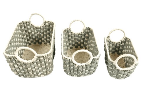 Professional-grade Paper Cord Storage Basket Set of 3 with Handles